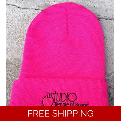 Le Studio Winter Pink Hat Black Front Logo TOS